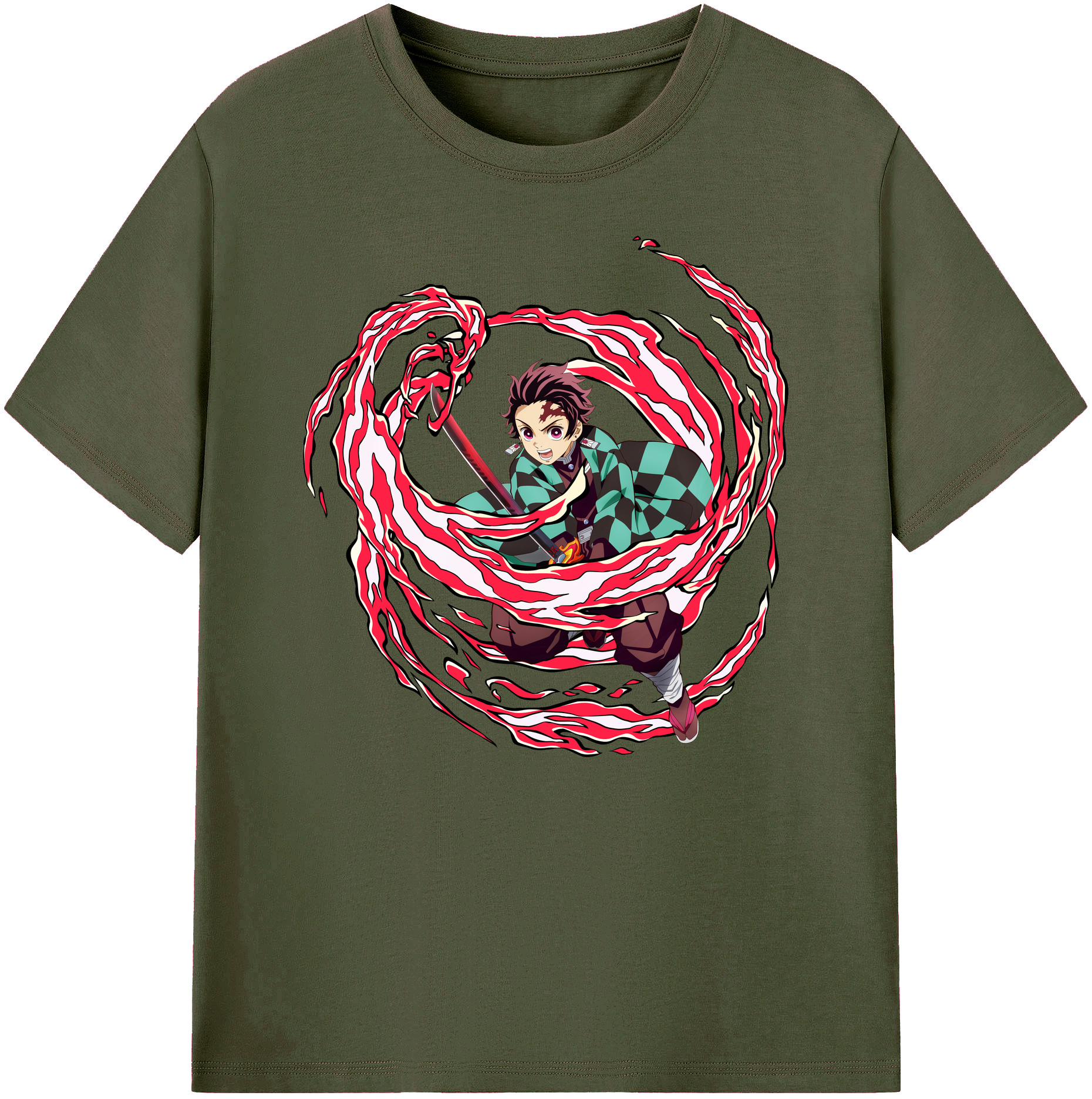 （画像用） 鬼滅の刃 竈門 炭治郎／かまど たんじろう Kamado Tanjirou 綿100％ メンズ半袖Tシャツ｜肌触りやわらか＆通気性